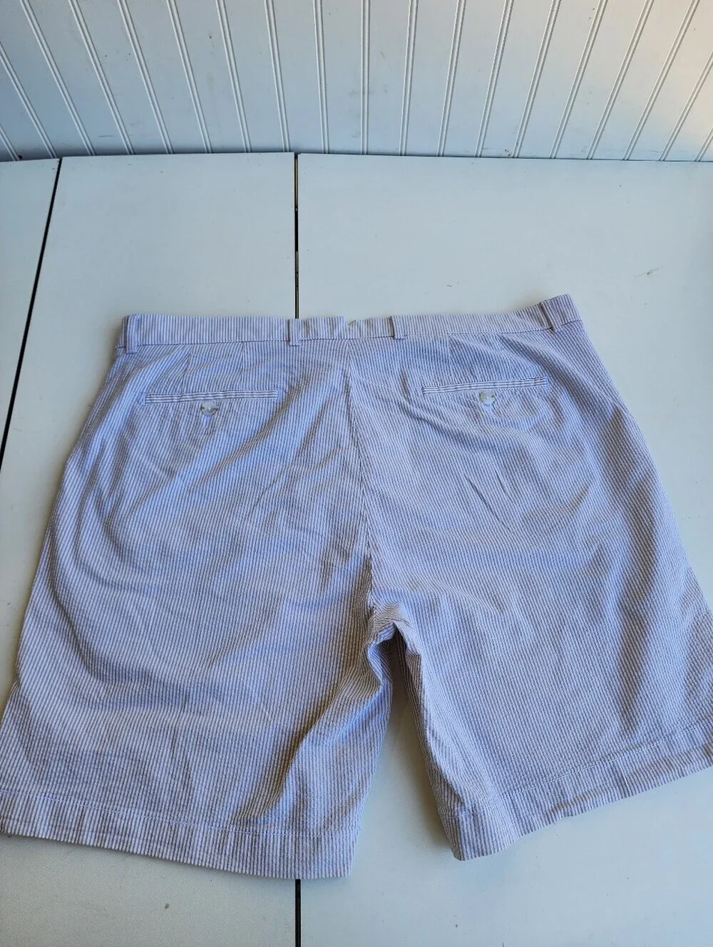 Daniel Cremieux Men’s White Beige Striped Bermuda Comfort Stretch Shorts Sz 40